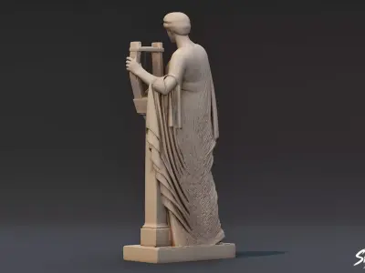 Muse with Lyre Statue Low-poly 3D model