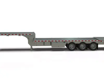 53ft Beavertail Stepdeck Trailer with Hendrickson Suspension Low-poly 3D model