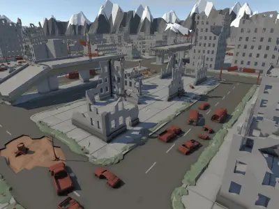 The City Ruins - LowPoly Post Apocalyptic Environment Low-poly 3D model