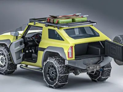 Generic Offroad SUV 4x4 vehicle Customizable Kitbash Pack Low-poly 3D model