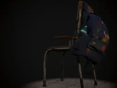 Wooden chair old Low-poly 3D model 3D model