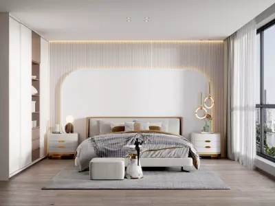 villa Modern Home bedroom decoration 3D model