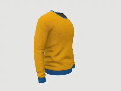 Sweater Full Sleeves Yellow Low-poly 3D model