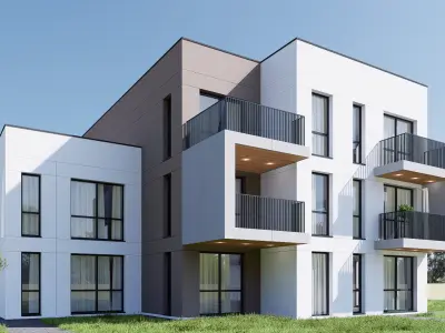 apartment building Low-poly 3D model