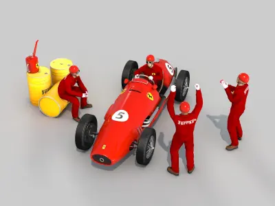 Ferrari 500 F2 1952 and Team 3D model