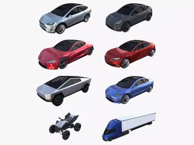 Full Tesla 2020 Vehicle Lineup 3D model