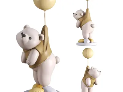 Minimalist Art Toy Bear Status Balloon 3D model