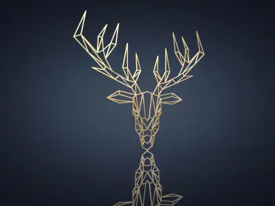 Deer wall decor Low-poly 3D model