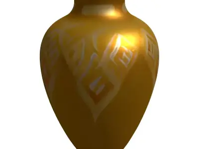 Yellow Decorative Diamond Pattern Vase Low-poly 3D model