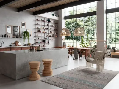 Boho Design Interior Scene for Cinema 4D and Vray 6 ACES 3D model