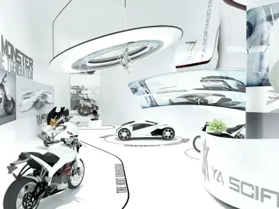 Futuristic Automotive Showroom 3D model