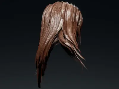  Female Hair Low-poly 3D model