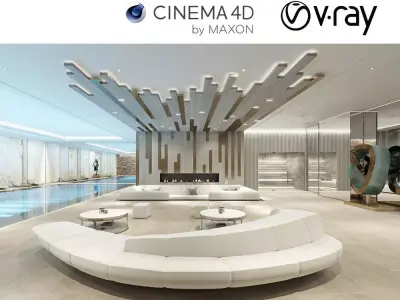 VRay - C4D Scene files - LUXURY RESIDENTIAL POOL  3D model