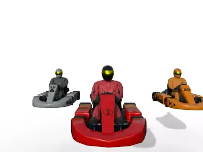 Kart Model pair of racing cars Low-poly 3D model