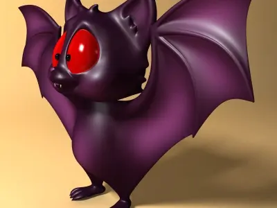 Cartoon Bat RIGGED and Animated Low-poly 3D model