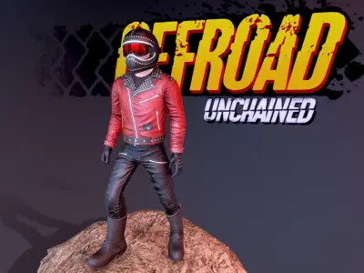 Biker Motocross Rider Man Low-poly 3D model