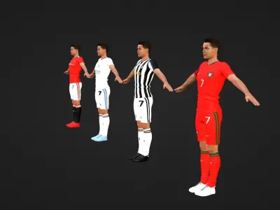 Cristiano Ronaldo - Manchester  - Madrid -  Juventus - Portugal Low-poly 3D model