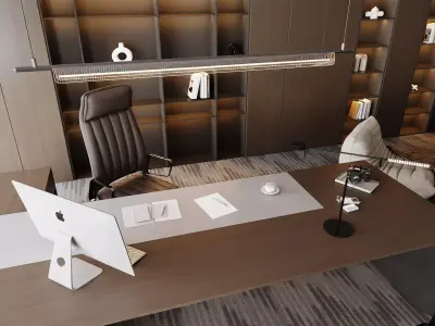 Luxury Executive Office with Modern Desk and Lounge Area 3D model