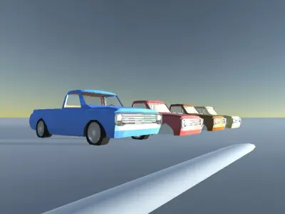 Low Poly Pickup Truck Model Low-poly 3D model