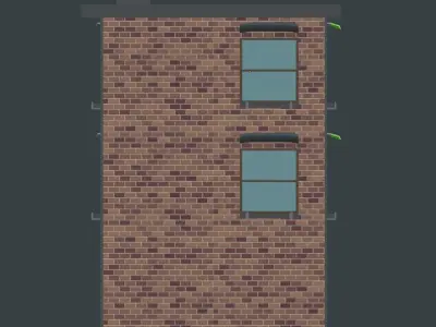 Stylized Brick Building  Game-Ready 3D Model Low-poly 3D model