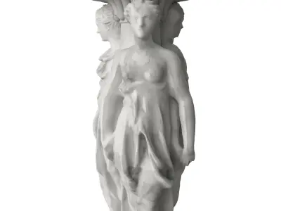 Three Roman Woman Fountain 3D model
