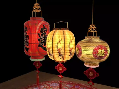 Chinese red lantern  3D model 44