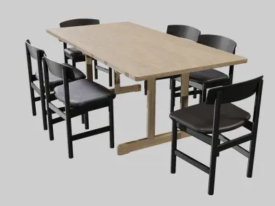 DiningSet-V-01Mogensen Table 6286 andChair 3236 Low-poly 3D model