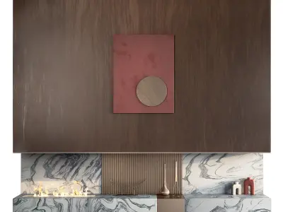 Decorated Wall With Fireplace 3D model
