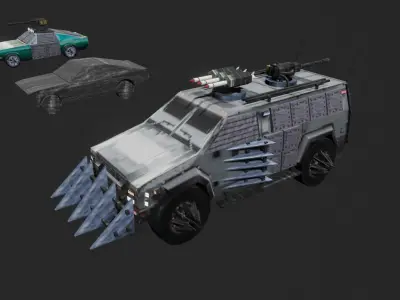 Stylised Armored Cars Low-poly 3D model