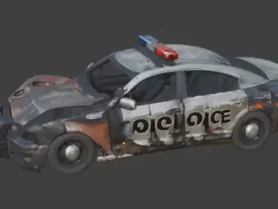 Wrecked Police Car Post Apocalyptic 3D Model Low-poly 3D model