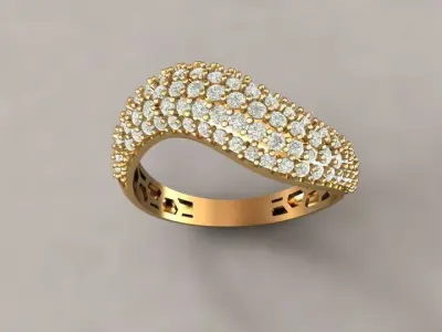 curvy printable diamond ring 3D print model