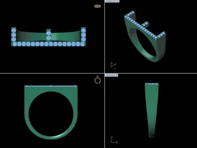 alphabet jewelry ring diamond letter E 3D print model