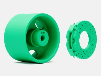 15x10 American Racing Hammer Wheel and Brake 3D print model