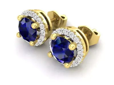 AV 673 Round diamond Stud Fashion Earrings  3D print model