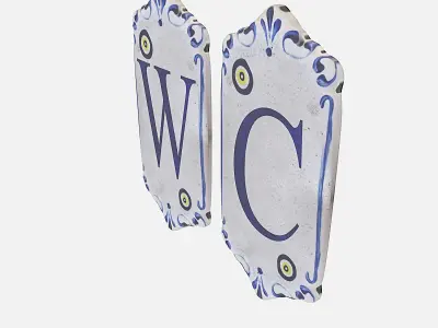old stone wc sign Low-poly 3D model
