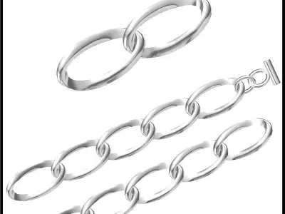 Bracelet - 9 link chain sterling silver 3D print model