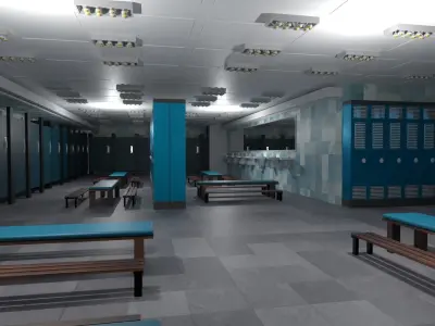 Modern Gym Locker Room Low-poly 3D model