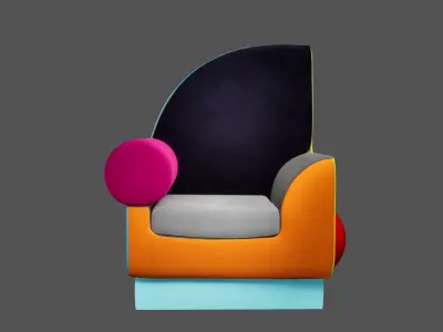Memphis Bel Air Abstract Colorful Armchair 3D model