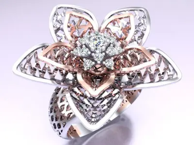  Mesh flower ring - Italian rings - Womens Rings - N6702 3D print model