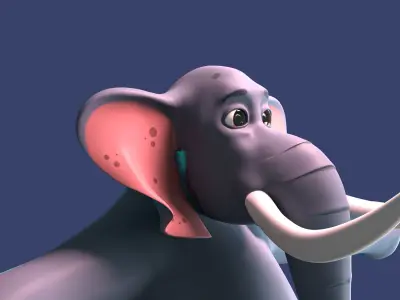Stylized Elephant NoRig Low-poly 3D model