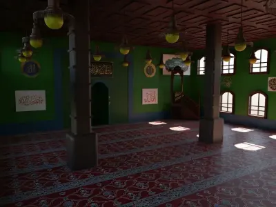 Mosque Interior Low-poly 3D model