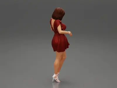 Young Sexy Woman in v neck dress 3D print model