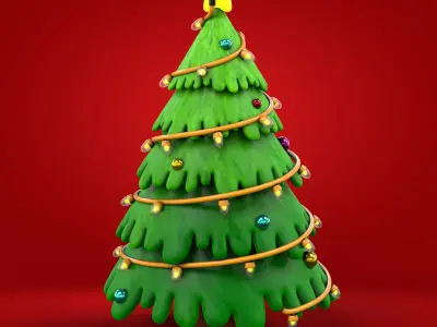 Cartoon Christmas Tree Low-poly 3D model