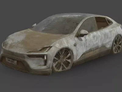 Abandoned Car - Polestar 4 Low-poly 3D model
