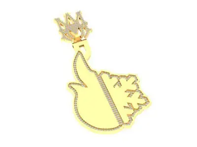 Custom Fire Ice Diamond Pendant Luxury Design 3D print model