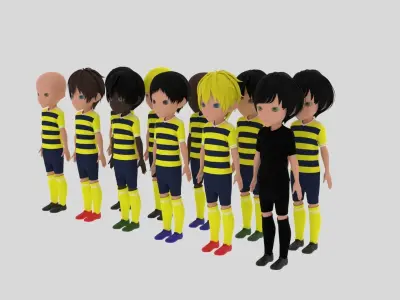Yellow Soccer - Football Team Low-poly 3D model