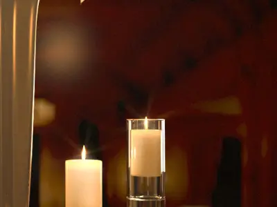 tableware calla lily centerpiece with candles 3D model