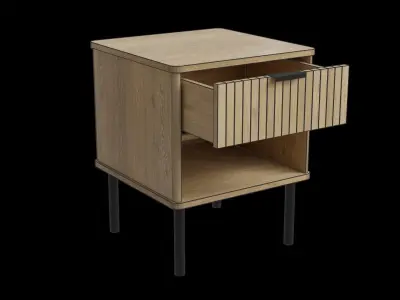 Natural Oak Nightstand With Storage And Drawers Low-poly 3D model