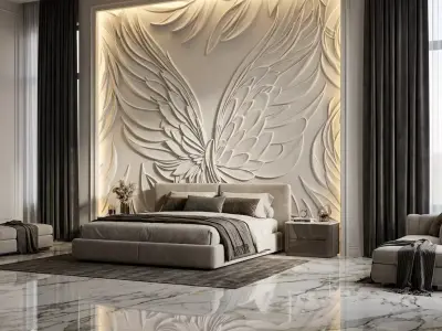 modern panel wall decor set relief stl mural CNC 255 3D model