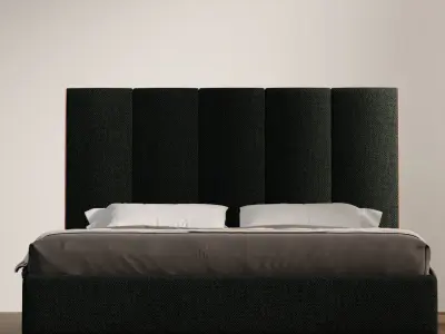 Contemporary Upholstered Bed with Tall Panel Headboard Low-poly 3D model